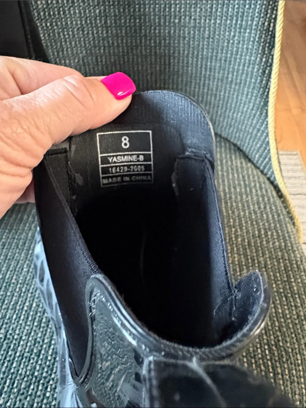 Women’s Spring Step  Black Chelsea Rain Boots with Honeycomb Sole